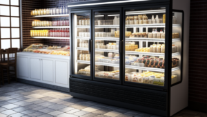 commercial refrigerator filled with food and drinks